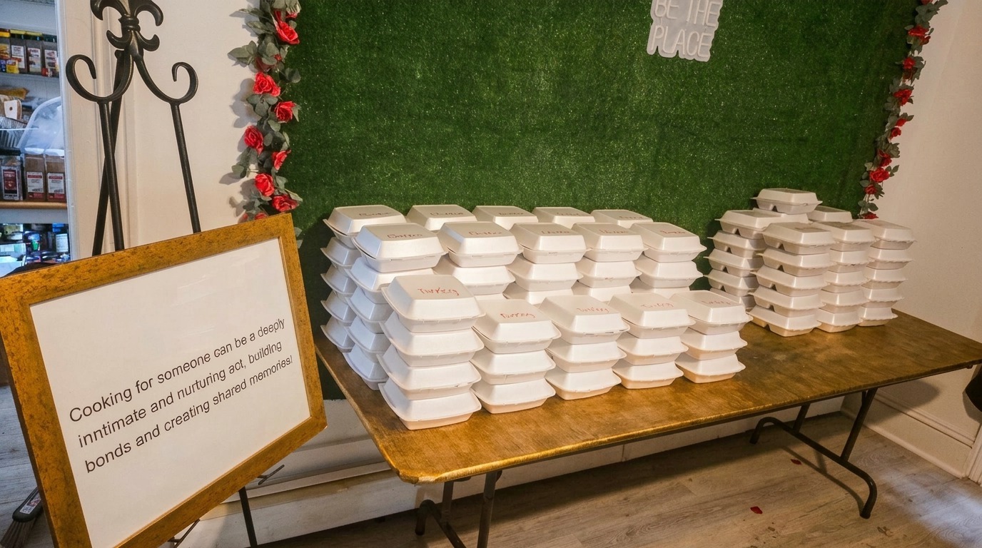 Dozens of packed meal boxes labeled by entrée